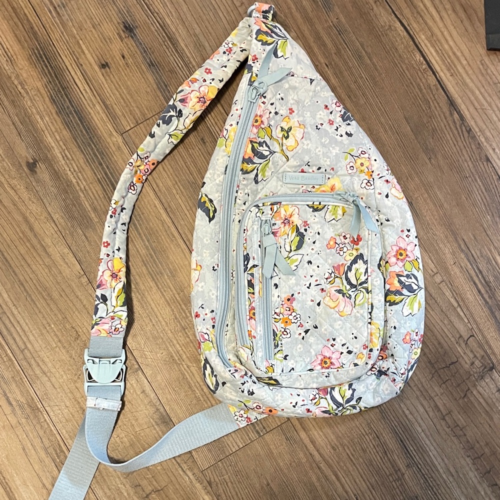 Vera Bradley Floral Sling Bag in Light Blue and Yellow - Picture 2 of 8